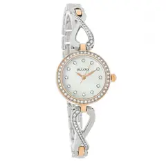 BULOVA - RELOJ CRYSTAL SET CON COLLAR CON TONOS ORO ROSA