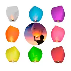 GENERICO - Pack 10 Globos Luminosos de DESEOS Linterna Voladora China