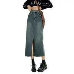 BLWOENS - Falda vaquero busto para mujeres - Azul