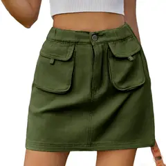 BLWOENS - Falda vaquero busto para mujeres - Verde