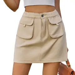 BLWOENS - Falda vaquero busto para mujeres - Beige