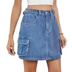 BLWOENS - Falda vaquero busto para mujeres - Azul