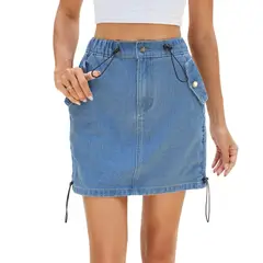 BLWOENS - Falda vaquero busto para mujeres - Azul