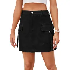 BLWOENS - Falda vaquero busto para mujeres - Negro