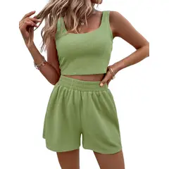 BLWOENS - Traje de verano femenino - 2 piezas - Verde