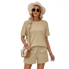 BLWOENS - Traje de verano femenino - 2 piezas - Beige