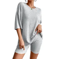 BLWOENS - Traje de verano femenino - 2 piezas - Gris