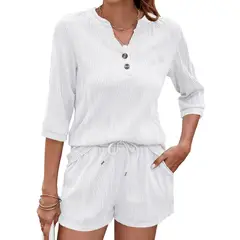 BLWOENS - Traje de verano femenino - 2 piezas - Blanco