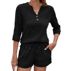 BLWOENS - Traje de verano femenino - 2 piezas - Negro