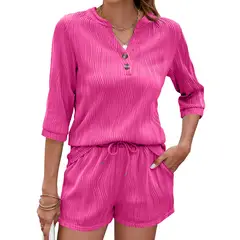 BLWOENS - Traje de verano femenino - 2 piezas - Rosa