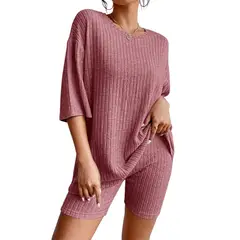 BLWOENS - Traje de verano femenino - 2 piezas - Rosa