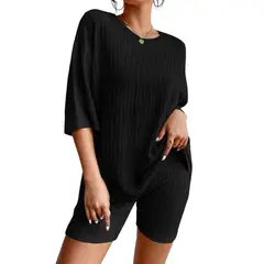 BLWOENS - Traje de verano femenino - 2 piezas - Negro