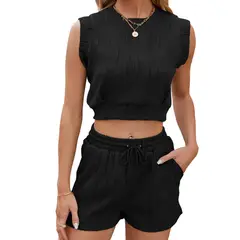 BLWOENS - Traje de verano femenino - 2 piezas - Negro
