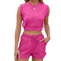 BLWOENS - Traje de verano femenino - 2 piezas - Rosa