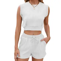 BLWOENS - Traje de verano femenino - 2 piezas - Blanco