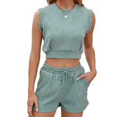 BLWOENS - Traje de verano femenino - 2 piezas - Verde
