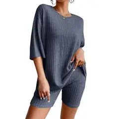 BLWOENS - Traje de verano femenino - 2 piezas - Azul