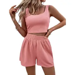 BLWOENS - Traje de verano femenino - 2 piezas - Rosa