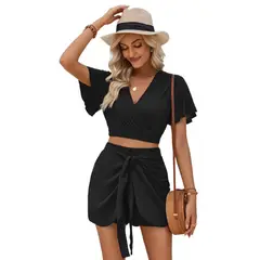 BLWOENS - Traje de verano femenino - 2 piezas - Negro