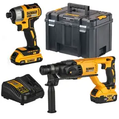 DEWALT - RotomartilloSds-Plus 26J+Atornillador de Impacto14 20V+2 Bat +Caja de Herramientas
