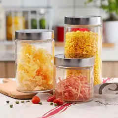 ORIGINARIA - Frascos de Vidrio con Acero inox  3 piezas