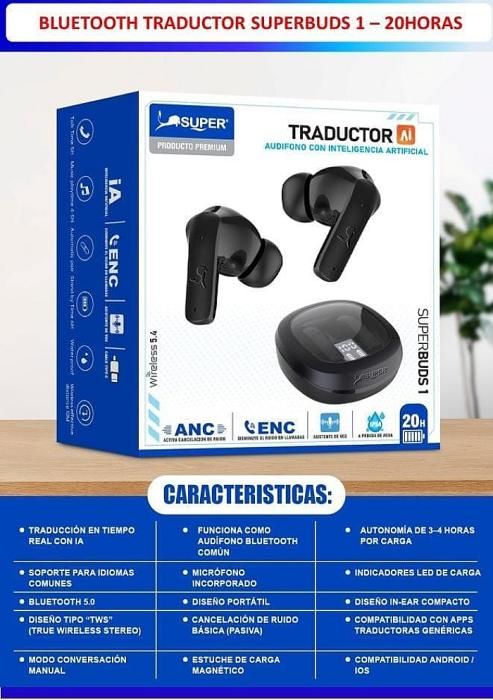AUDIFONOS TRADUCTOR SUPERBUDS 1 AI BLUETOOTH BLANCOS
