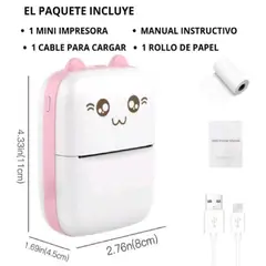 GENERICO - MINI IMPRESORA PORTÁTIL TÉRMICA BLUETOOTH RECARGABLE ROSADO
