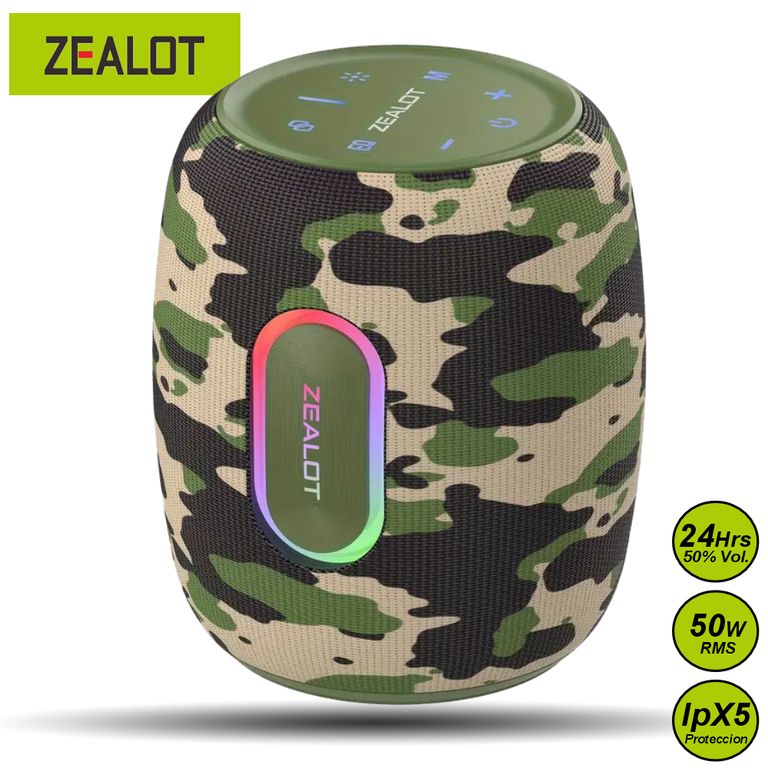 Parlante Bluetooth S64 Camuflaje Resistente al Agua 50W