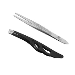 EUPHORIA - Pinzas Depilatorias Punta BISELADA y FINA de Acero Inox