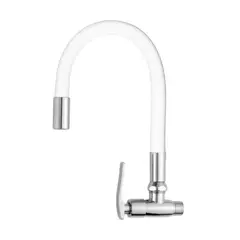 GENERICO - Llave para cocina pico de ganso blanco para pared C&A