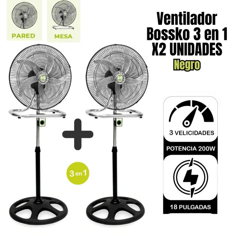 Ventilador 5 Aspas 3 En 1 18'' 200W BK-8219VNG X2 unidades