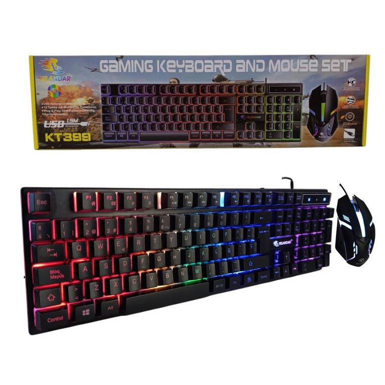 Kit Teclado y Mouse Gamer Para Pc Laptop Alambrico Luz Rgb