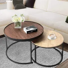 GENERICO - Set de Mesas de Centro Industrial Loki Caramelo - Duna Coricha Home