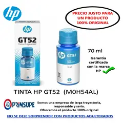 HP - BOTELLA DE TINTA GT52 CYAN 100% ORIGINAL