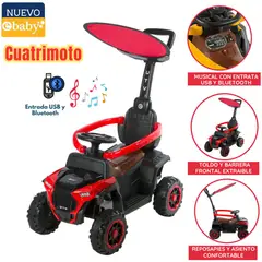 EBABY - Cuatrimoto Musical con Luces y Sombrilla EB351 Rojo