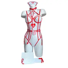 GENERICO - DISFRAZ DE ENFERMERA LENCERIA BODY PORTALIGAS