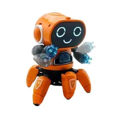 GENERICO - ROBOT BAILARIN ARTICULABLE - LUCES MUSICAL - ANARANJADO