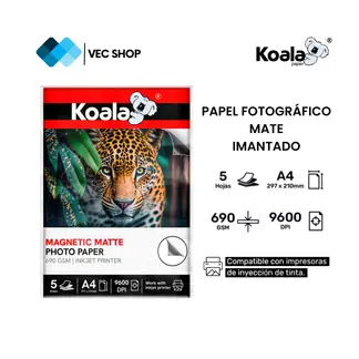 KOALA - Papel Fotográfico Mate Imantado A4 690g 5 hojas