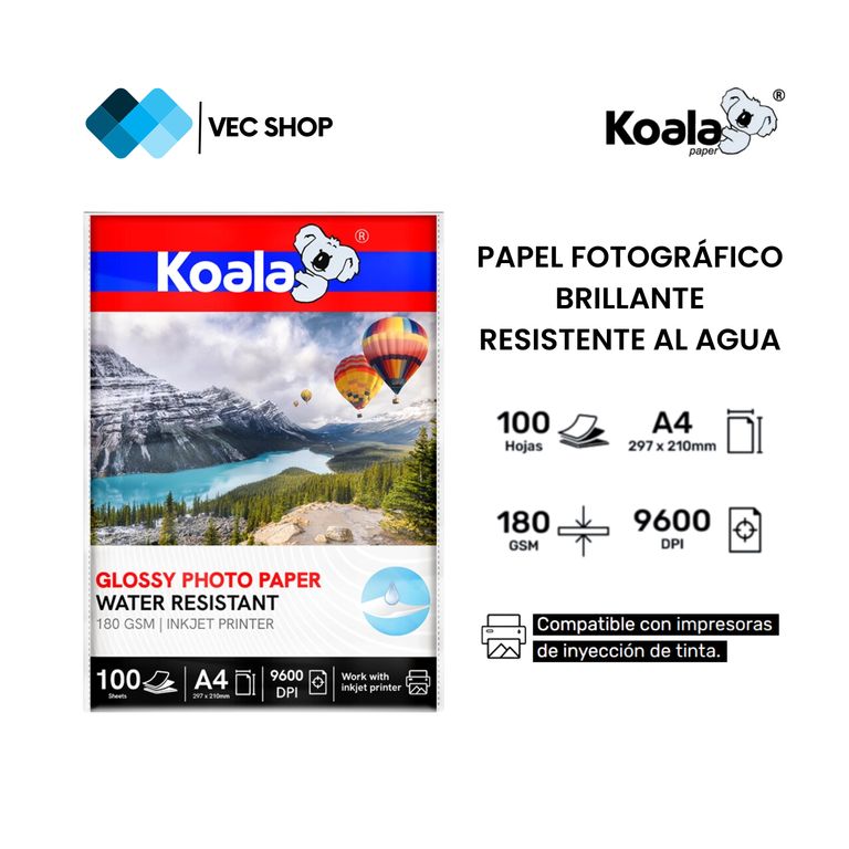 Papel Fotográfico Brillante A4 180g 100 hojas