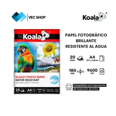 KOALA - Papel Fotográfico Brillante A4 180g 20 hojas