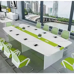 DMUEBLES - DM MESA DE TRABAJO/CONFERENCIA ZAPMAN 300 CM - VERDE LIMON/BLANCO
