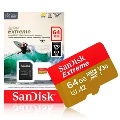 SANDISK - Memoria Micro SD Extreme Clase 10 U3 64GB 170MB/s