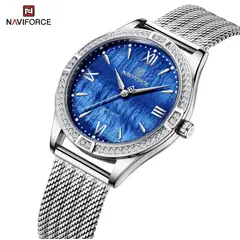 NAVIFORCE - Reloj 5028 Correa Acero Fondo Azul Para Dama