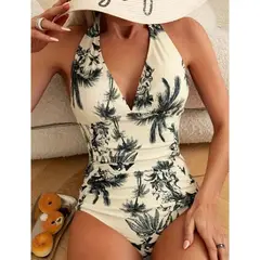 GENERICO - BIKINI HALTER ESTAMPADO CON COPA