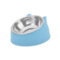 S&T - Plato Acero Inoxidable Para Mascotas Celeste - Talla M