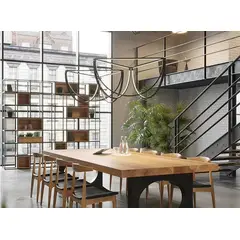 DMUEBLES - DM MESA DE TRABAJO/CONFERENCIA 300 CM + 8 SILLONES - NATURAL/NEGRO