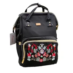 AIMAMA - Mochila Pañalera Negra Bordada