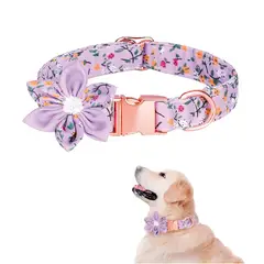 S&T - Collar Floral Para Mascotas Lila - Talla S