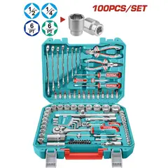 TOTAL TOOLS - SET DE HERRAMIENTAS RATCHET 100PIEZAS MALETIN INDUSTRIAL - THKTHP21006