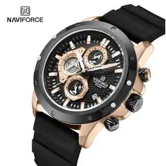 NAVIFORCE - Reloj 8036 Detalles Oro Rosa Correa Negra
